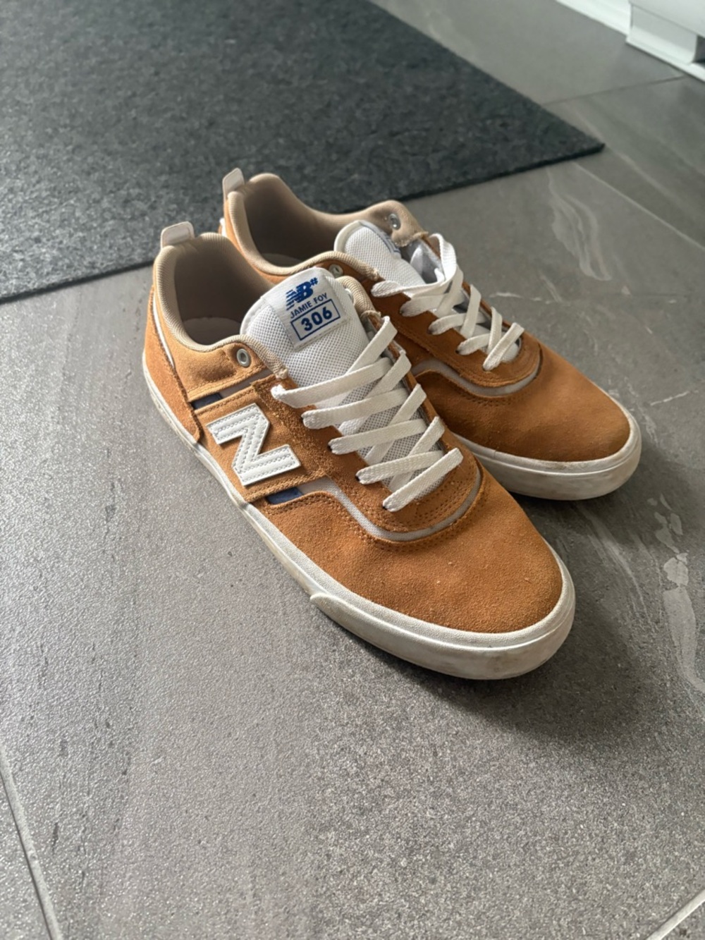 New Balance Men’s 306 Suede Sneakers in Tan and White